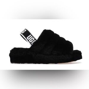 UGG Fluff Yeah Black Slides with Strap Women’s Size 10